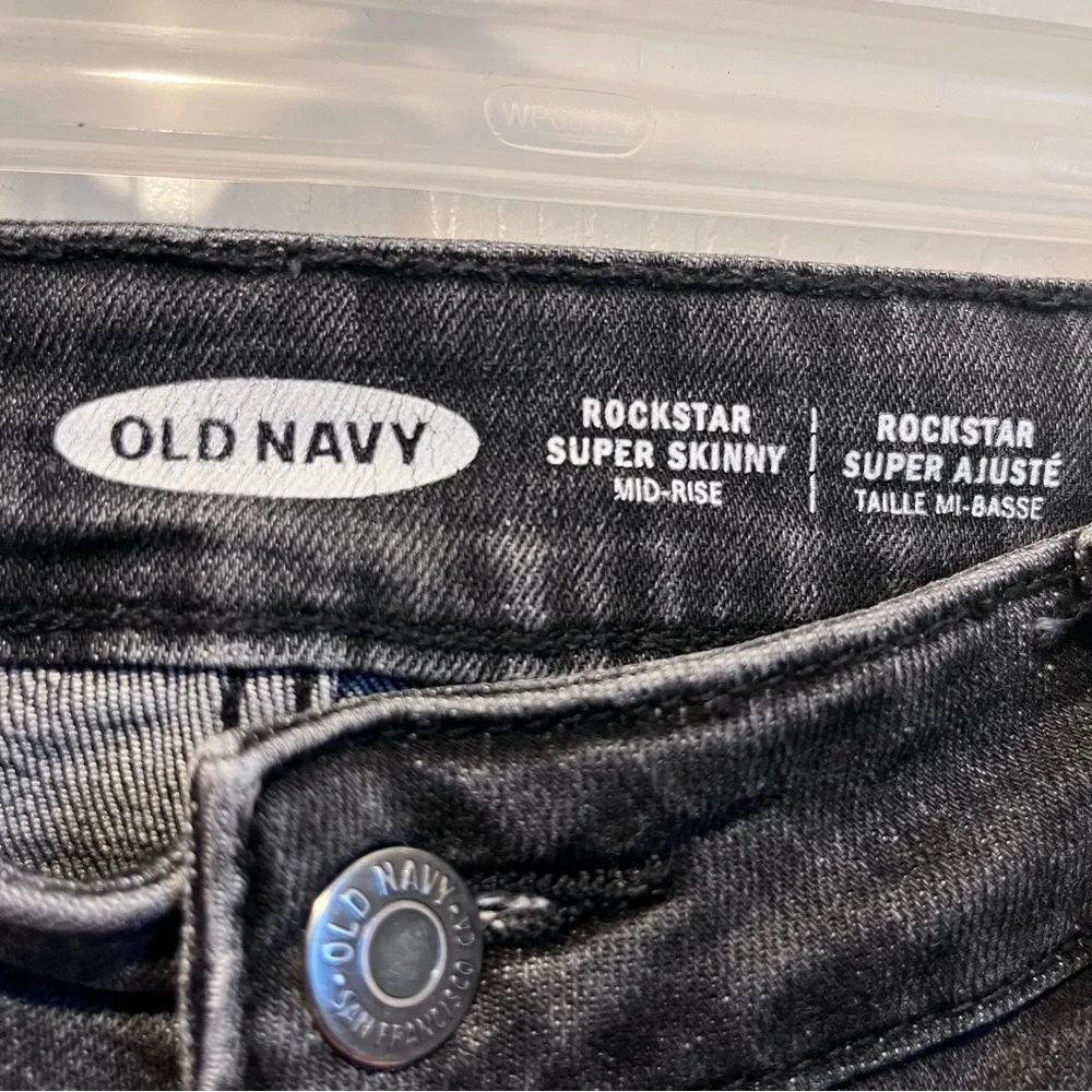 3/25$💥 Old Navy Jeans 8 Medium Black Rockstar Skinny Mid-Rise Women Rock Goth - Picture 3 of 5
